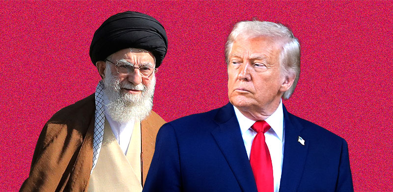 "נשיא ארה''ב דונלד טראמפ והמנהיג העליון של איראן עלי חמינאי / צילום: ap, Alex Brandon, khamenei.ir"