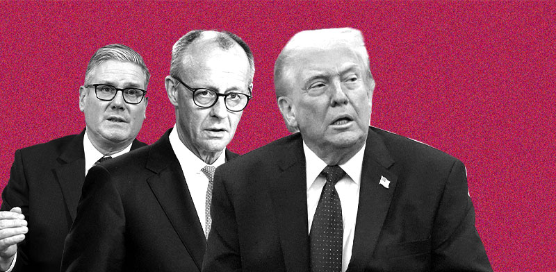 טראמפ, סטארמר ומרץ / צילומים: AP-Mark Schiefelbein, Ariel Schalit