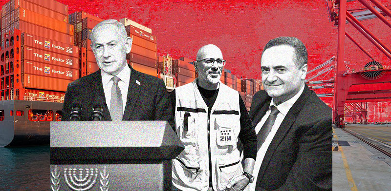 "שר הביטחון, כ''ץ; יו''ר ועד עובדי צים, כספי; רה''מ נתניהו / צילום: קובי גדעון-לע''מ,דוברות אופיר שפיגל, נעם ריבקין פנטון-הארץ"