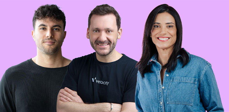 "קרן יקולב-צור (Dappas), טל שהם (Velocity), אביב שמני ( Limy.AI) / צילום: תמי בר-שי, רועי שיר, שירי גרופר"