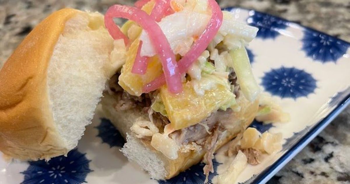 Kalua Pork Sliders with Pineapple Slaw & Pickled Onions | Simply Flavorful