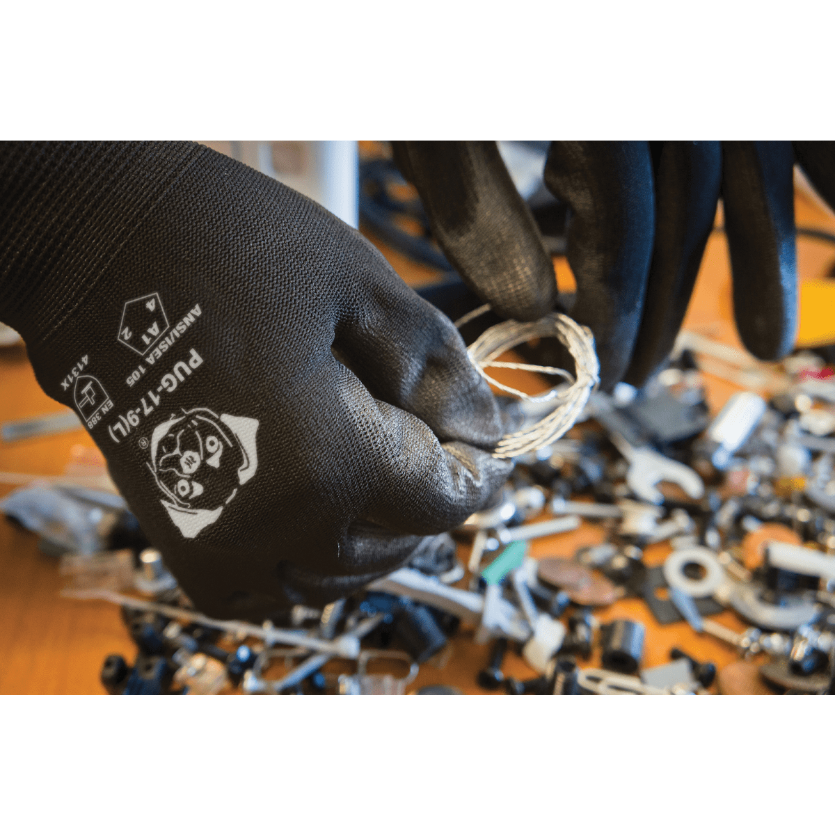 PUG™ Lightweight Black Polyurethane Coated Anti-Static/Electrostatic Compliant Nylon Gloves with Cut, Abrasion, and Puncture Resistance - PUG-17