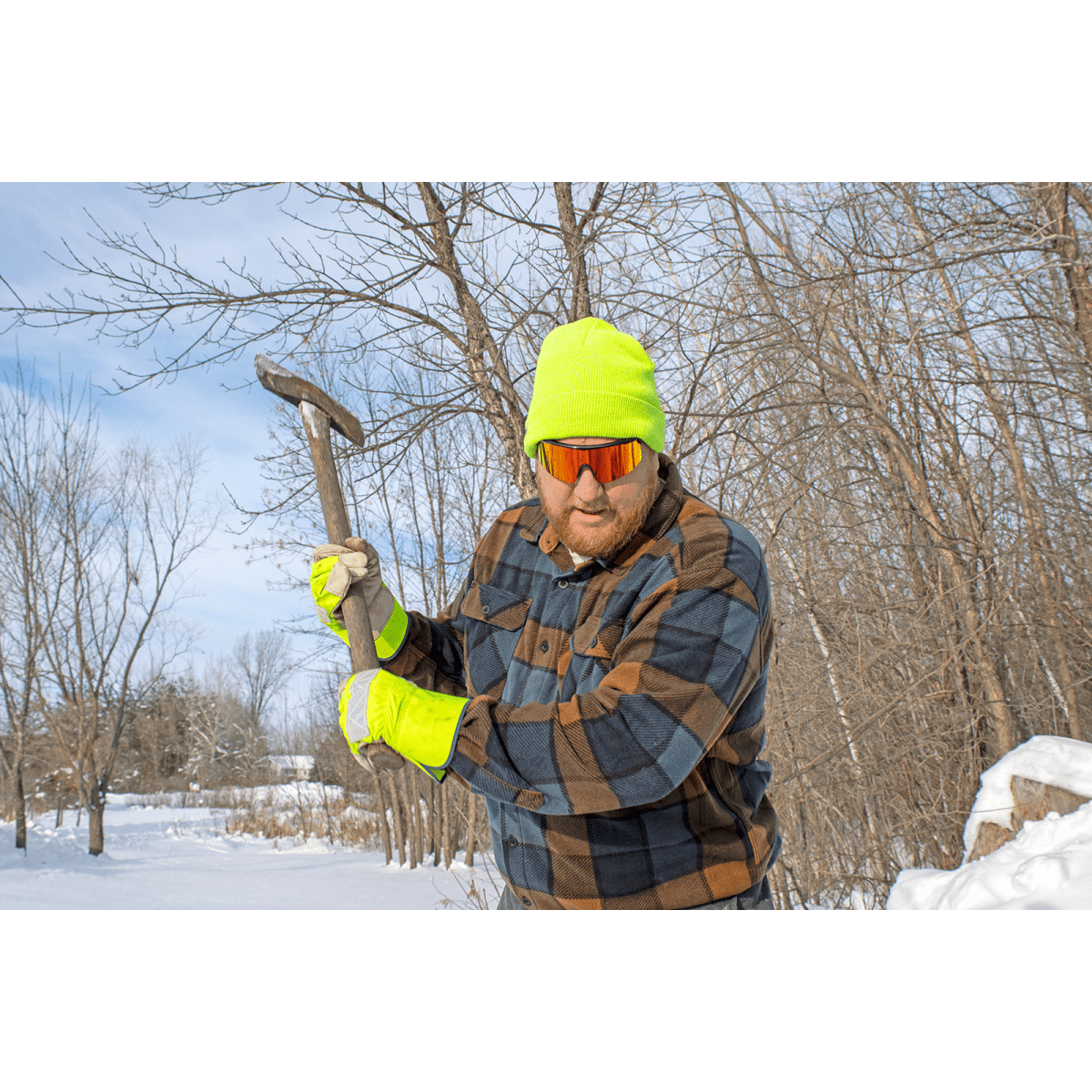 High-Visibility Nylon Back With Goatskin Leather Palm Gloves - 1100GHV