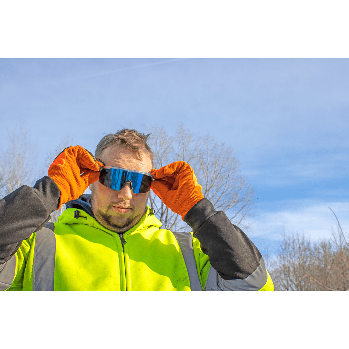 Whipray™ Blue Mirror Performance Fog Technology Polarized Lens, Silver Inlay Frame Safety Glasses - BH3219PFT