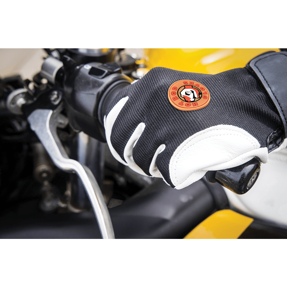 Premium-Grade Grain Goatskin Leather Double Palm Mechanics Style Gloves with a Spandex Back - HR3008