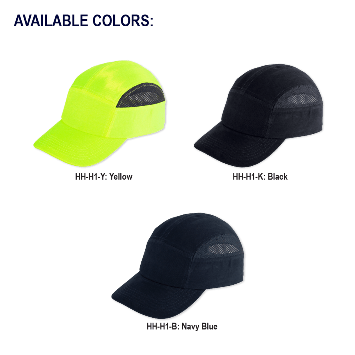 Bullhead Safety™ Head Protection Black Baseball Style Bump Cap - HH-H1-K