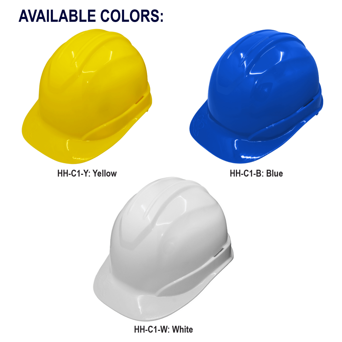 Bullhead Safety™ Head Protection Yellow Unvented Cap Style Hard Hat With Six-Point Slide Lock Suspension - HH-C1-Y