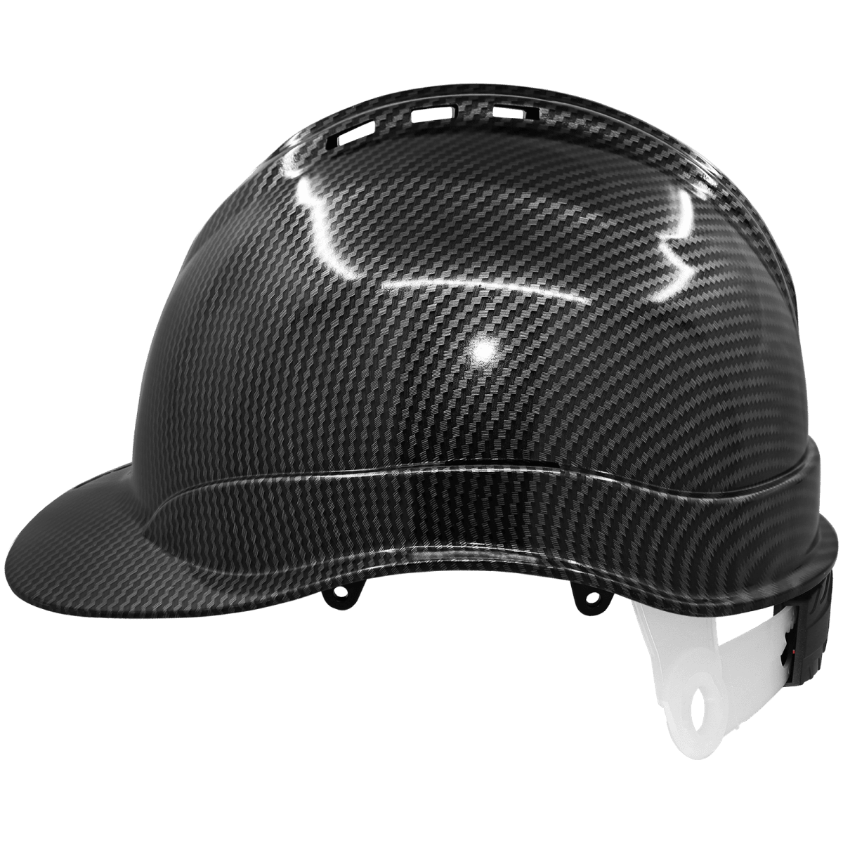 Bullhead Safety™ Head Protection Shiny Black Graphite Vented Cap Style Hard Hat With Six-Point Ratchet Suspension - HH-C3-C