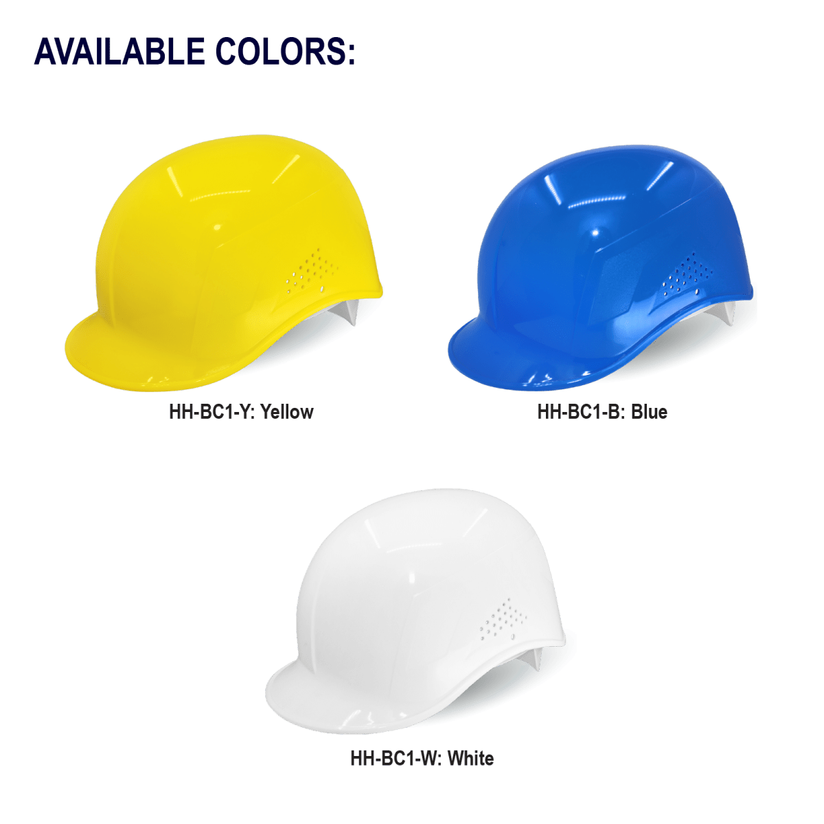 Bullhead Safety™ Head Protection White Vented Bump Cap With Four-Point Slide Lock Suspension - HH-BC1-W