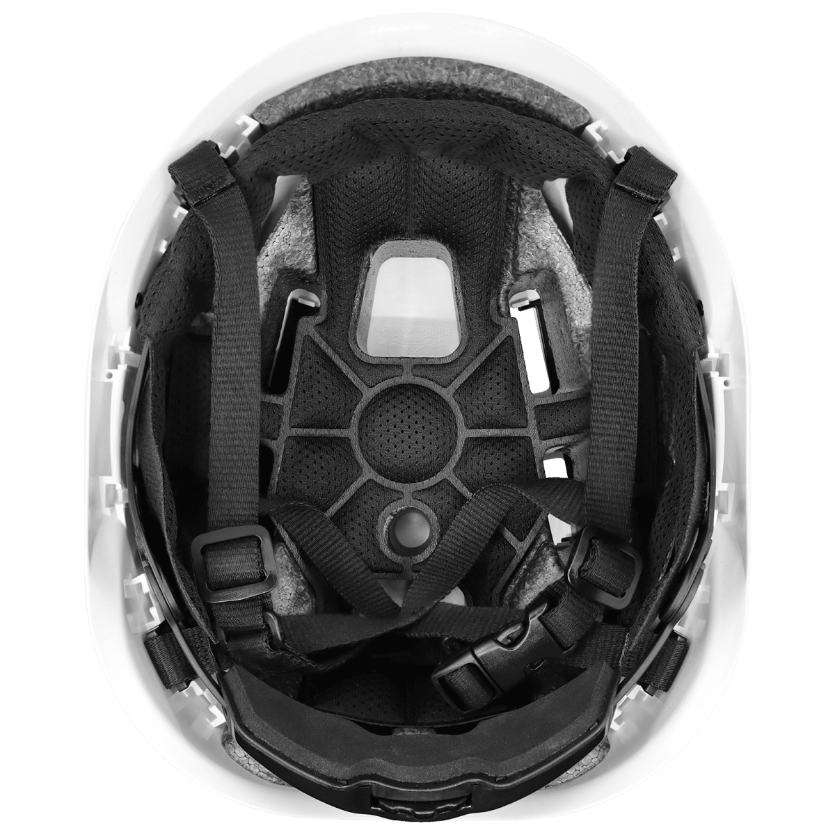 Bullhead Safety™ Head Protection White Type 2 Climbing Style Protective Helmet with Optional Venting, a Four-Point Chin Strap, and a Ratchet Suspension - HH-CH2-W