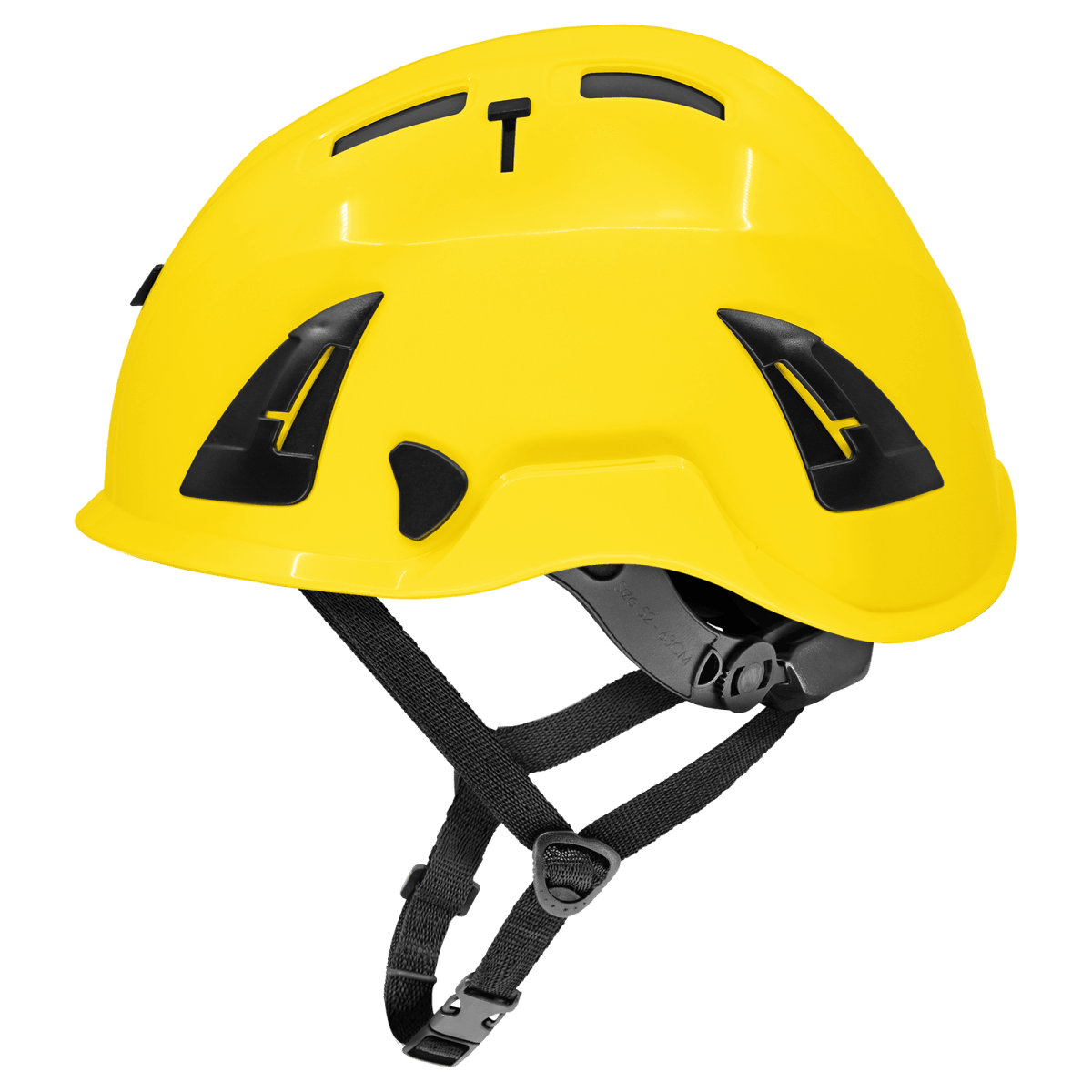 Bullhead Safety™ Head Protection Yellow Type 2 Climbing Style Protective Helmet with Optional Venting, a Four-Point Chin Strap, and a Ratchet Suspension - HH-CH2-Y