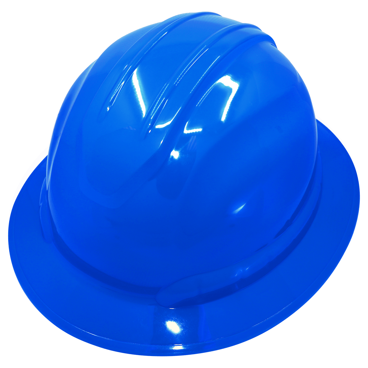 Bullhead Safety™ Head Protection Blue Unvented Full Brim Style Hard Hat With Six-Point Ratchet Suspension - HH-F1-B