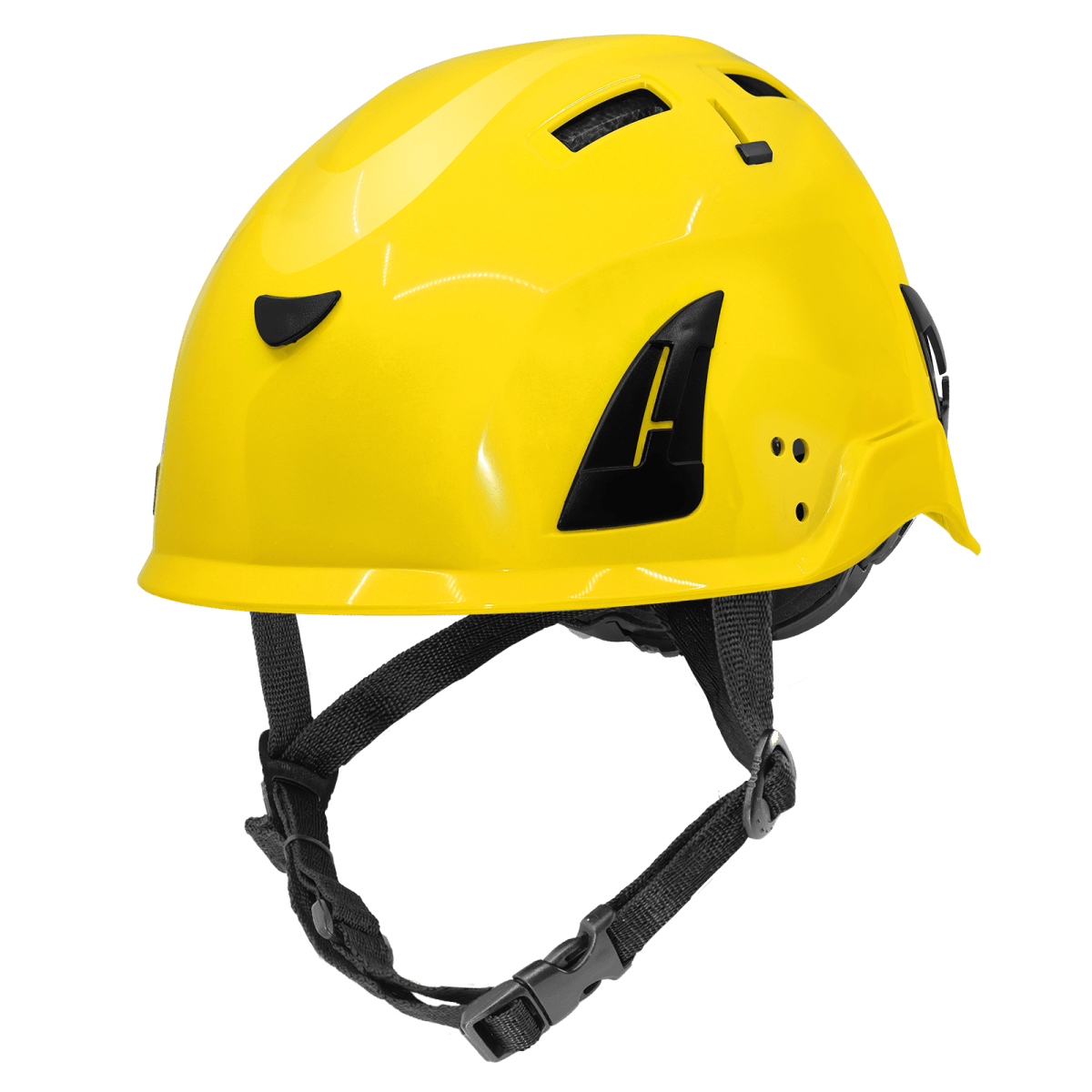 Bullhead Safety™ Head Protection Yellow Type 2 Climbing Style Protective Helmet with Optional Venting, a Four-Point Chin Strap, and a Ratchet Suspension - HH-CH2-Y