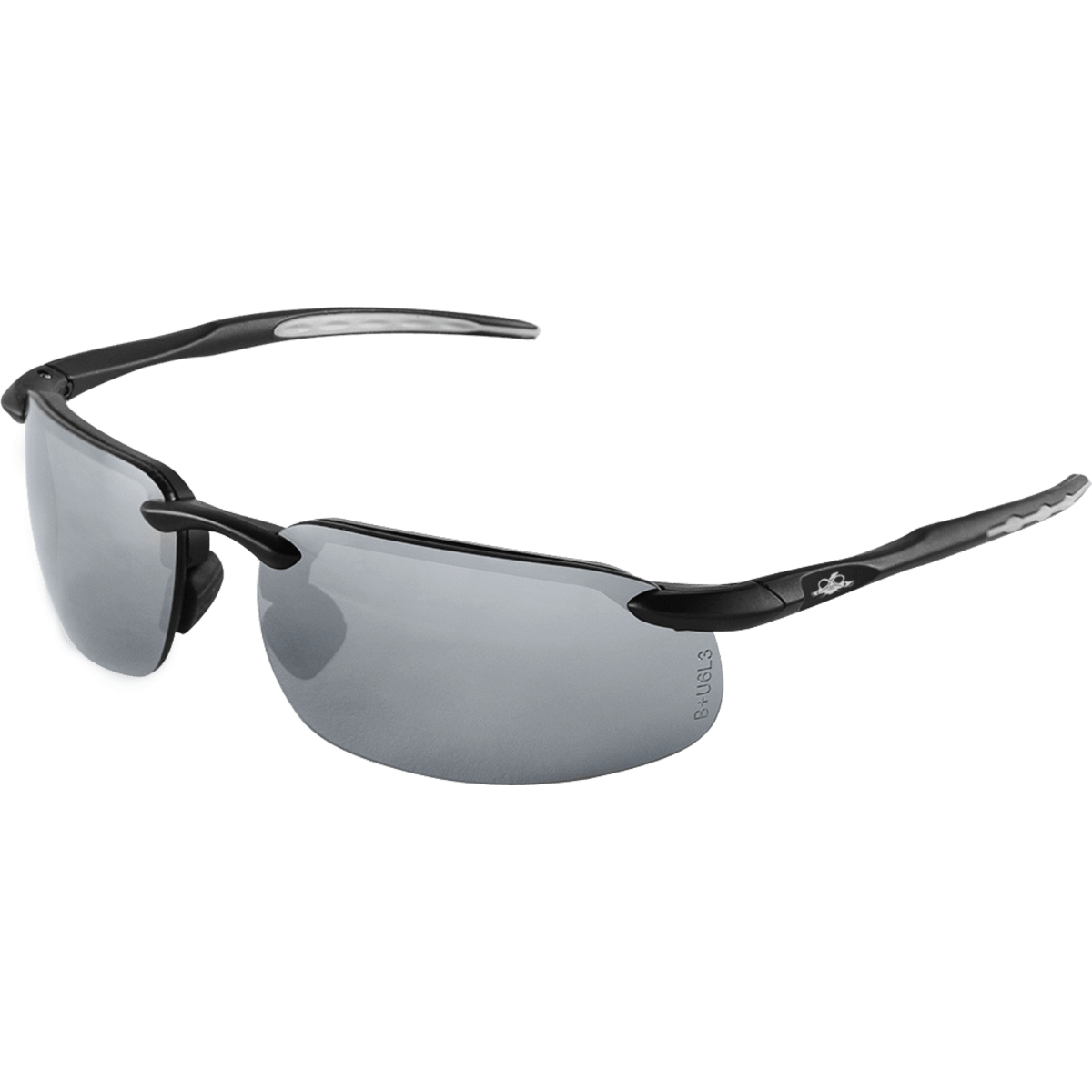 Swordfish® Silver Mirror Lens, Matte Black Frame Safety Glasses - BH1067
