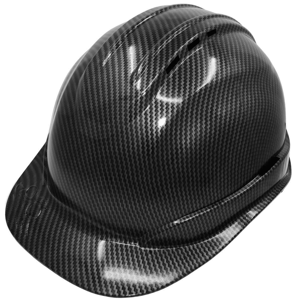 Bullhead Safety™ Head Protection Shiny Black Graphite Vented Cap Style Hard Hat With Six-Point Ratchet Suspension - HH-C3-C
