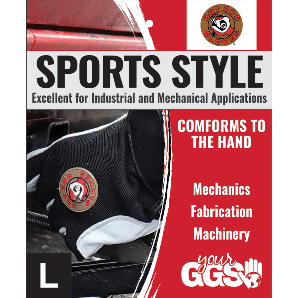 Premium-Grade Grain Goatskin Leather Double Palm Mechanics Style Gloves with a Spandex Back - HR3008