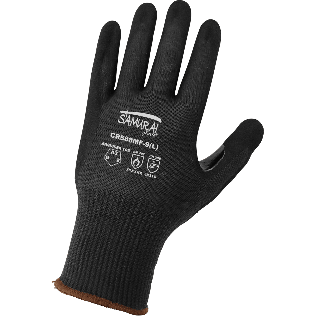Samurai Glove® Cut, Abrasion, and Puncture Resistant Black Aralene® Nitrile-Coated Gloves - CR588MF