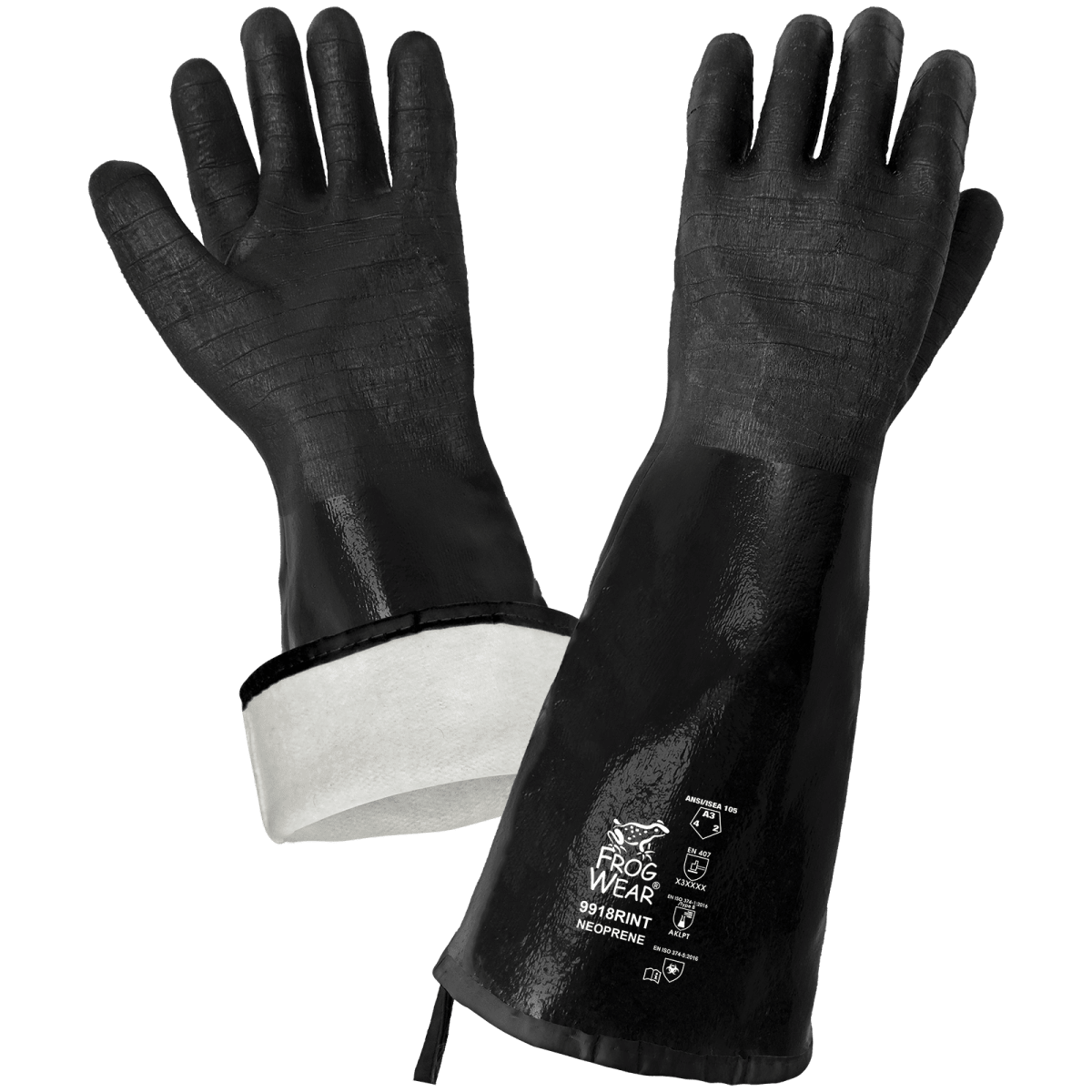 FrogWear® Premium Neoprene Rough Etched 18-Inch Insulated Heat Resistant Food/Chemical Handling Gloves - 9918RINT