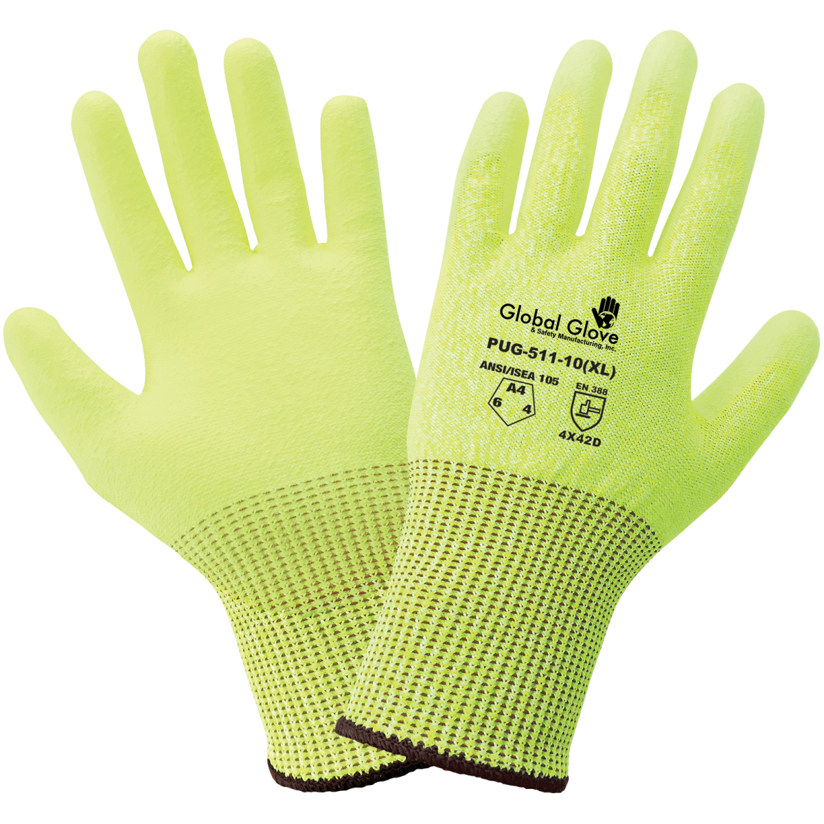 Polyurethane Coated High-Visibility Cut, Abrasion, and Puncture Resistant Gloves - PUG-511