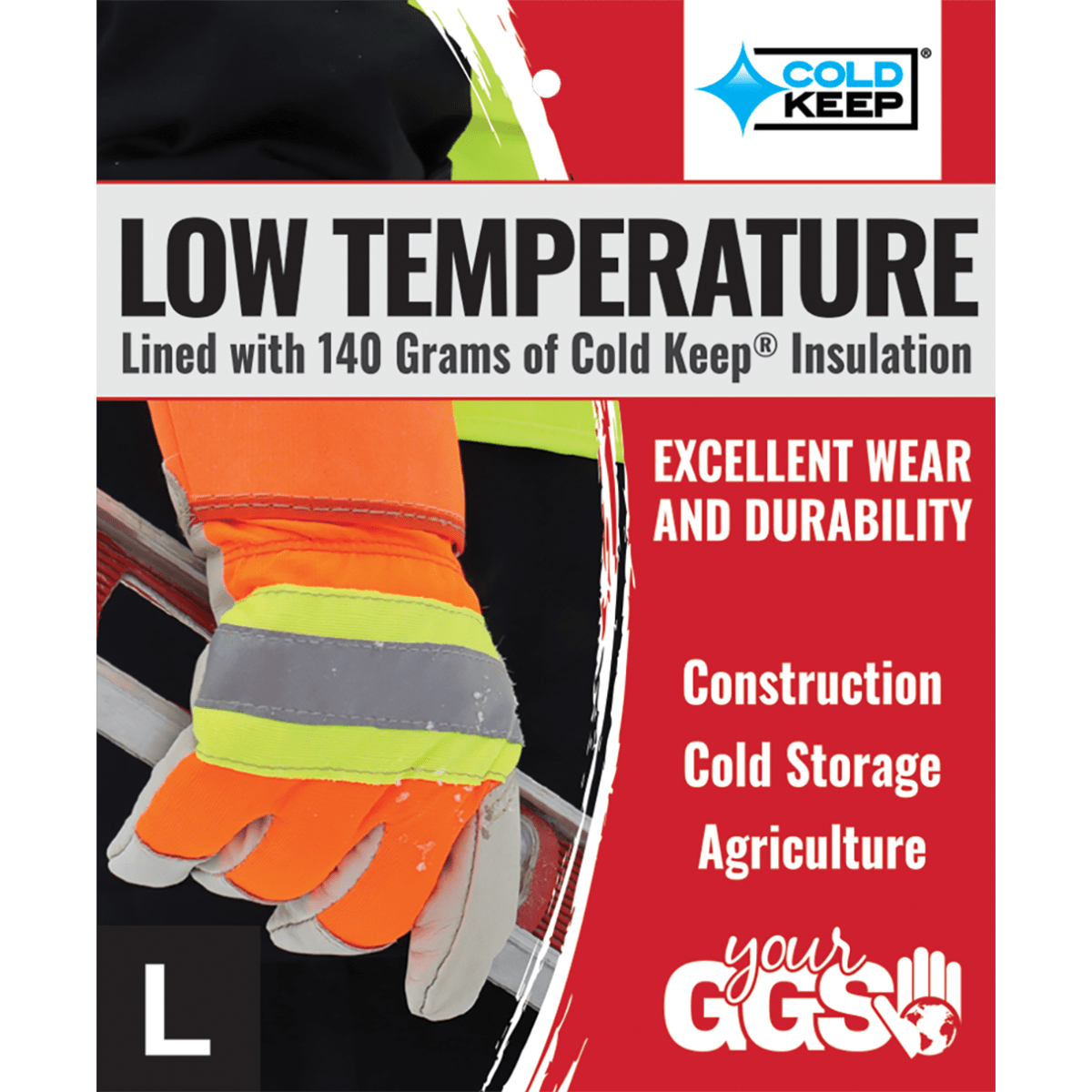High-Visibility Insulated Cowhide Leather Palm Gloves with Safety Cuff - 2950HV