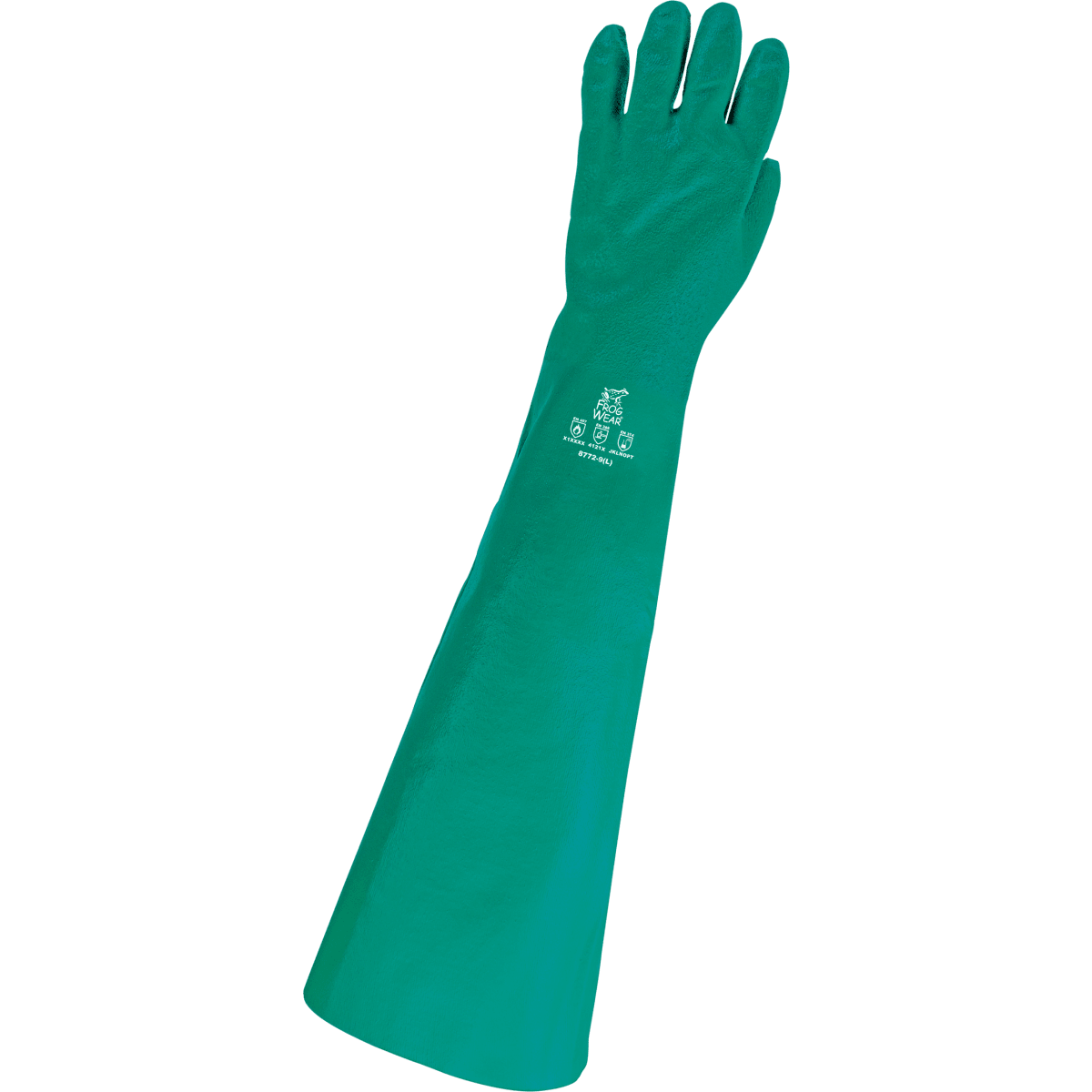 FrogWear® Heavyweight Extra-Long Nitrile Supported Chemical Handling Gloves with Sandpaper Finish - 8772