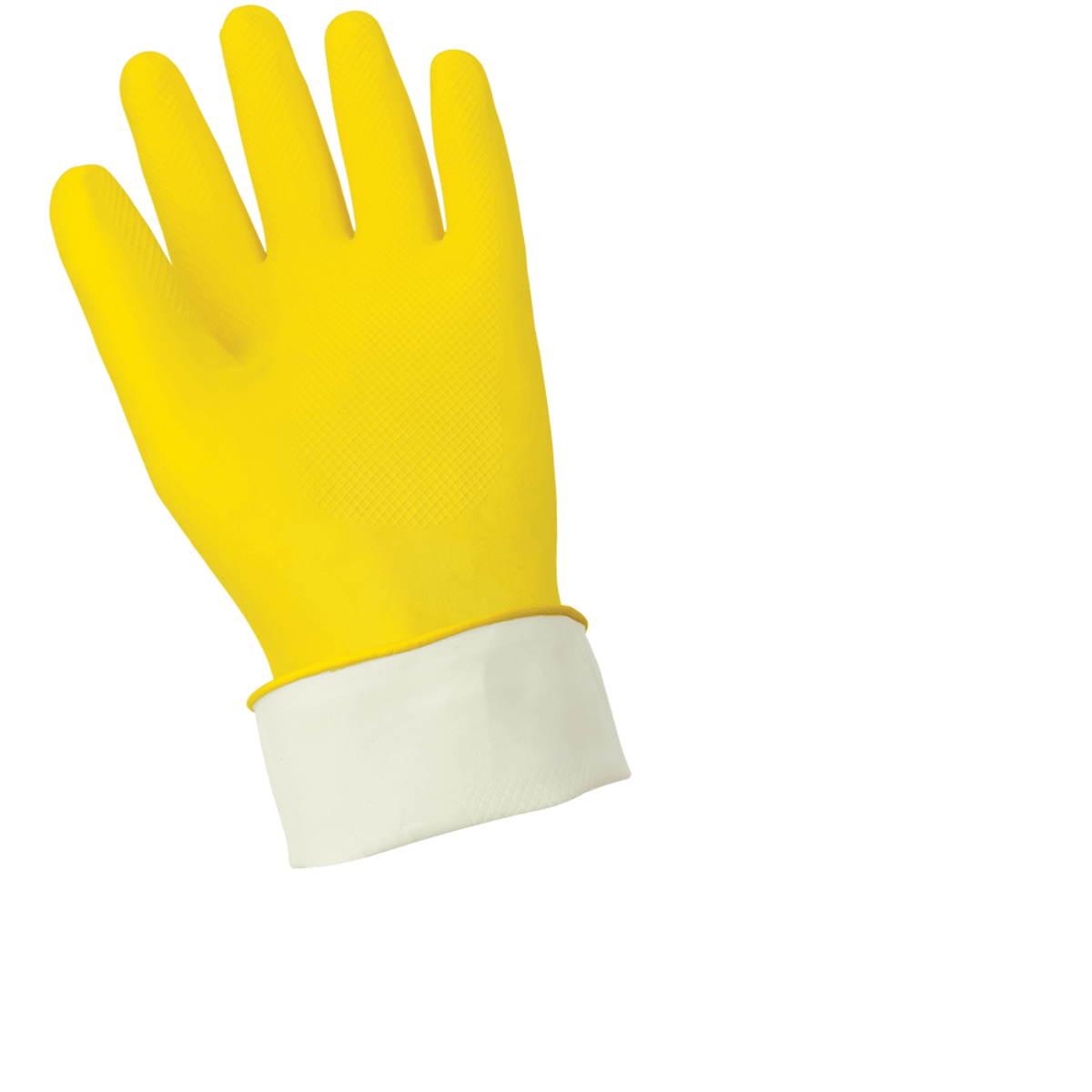 FrogWear® Premium 18-Mil Flock-Lined Yellow Latex Unsupported Gloves with Diamond Pattern Grip - 150F