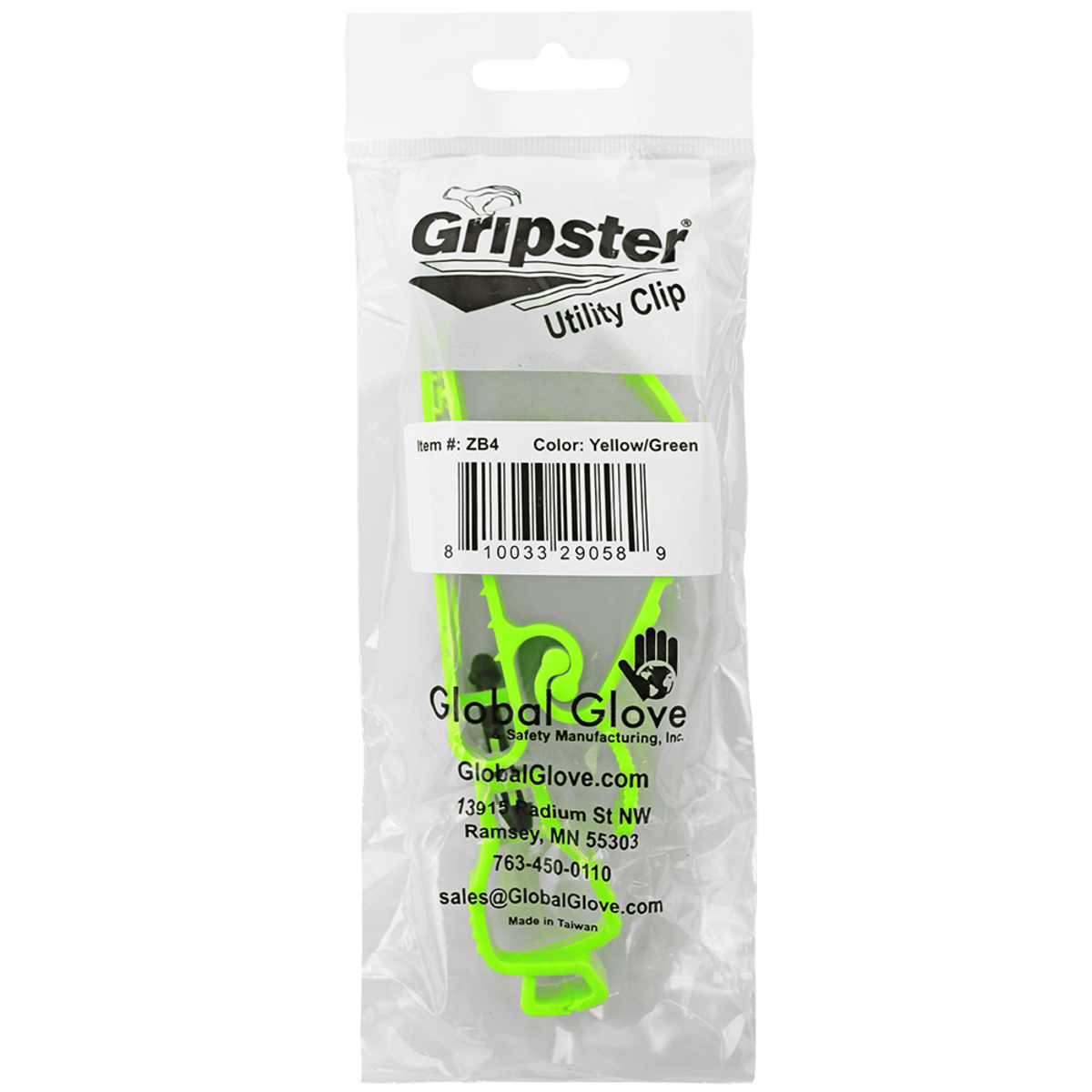 Gripster® High-Visibilty Yellow/Green Multi-Use Utility Clip - LIMITED STOCK - ZB4