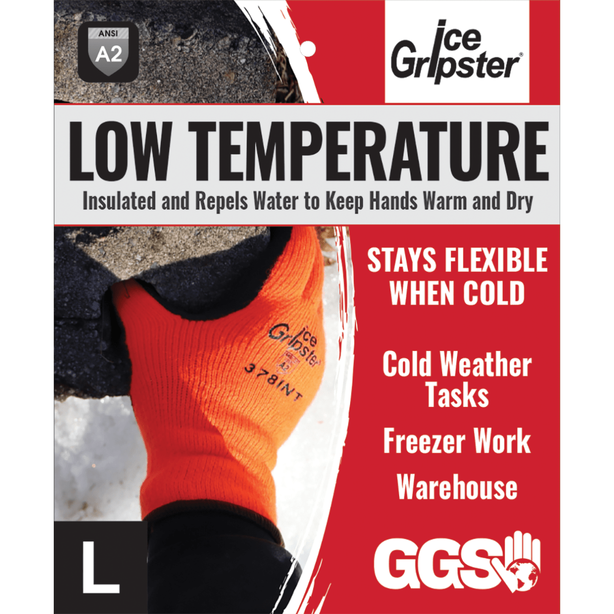Ice Gripster® High-Visibility, Water-Repellent, Rubber-Coated, Low-Temperature Gloves with Cut, Abrasion, and Puncture Resistance - 378INT