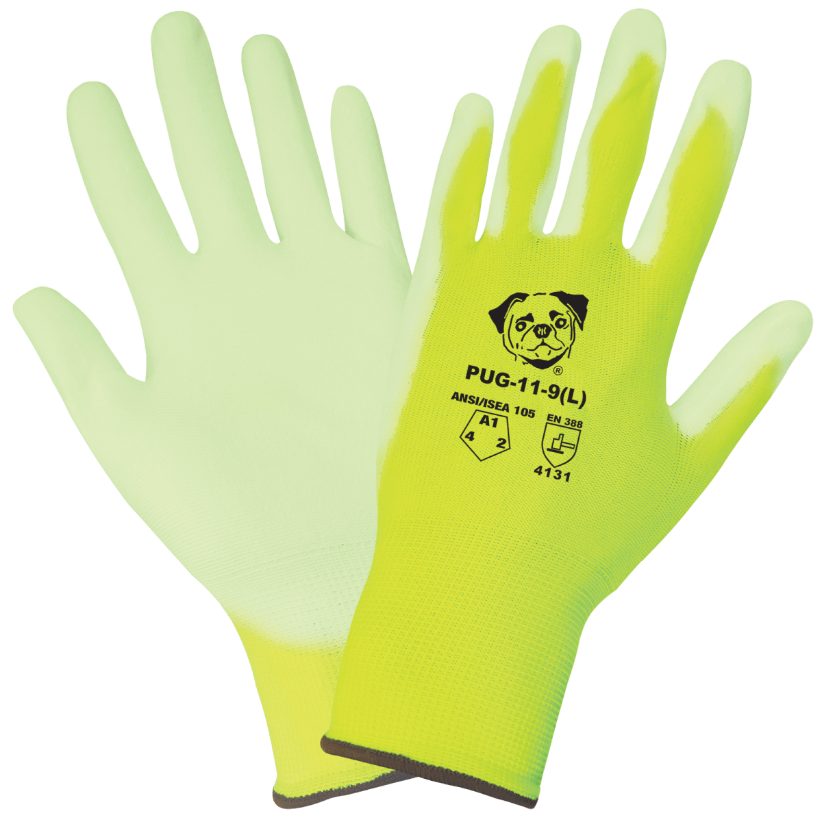 PUG™ High-Visibility Polyurethane Coated Nylon Gloves with Cut, Abrasion, and Puncture Resistance - PUG-11