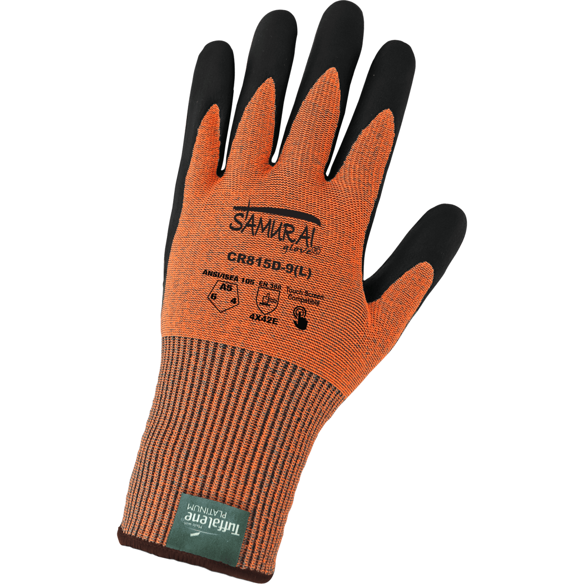 Samurai Glove® High-Visibility Cut Resistant Coated Touchscreen Gloves Made with 15-Gauge Tuffalene® Platinum - CR815D
