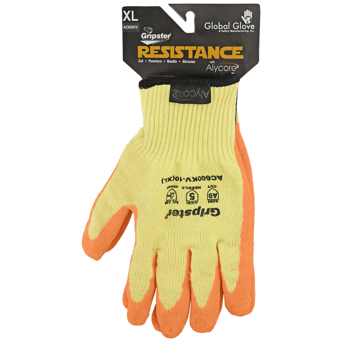 Gripster® Cut, Abrasion, Puncture, and Hypodermic Needle Resistant Gloves Made with Alycore® and a High-Visibility Orange Palm - AC600KV
