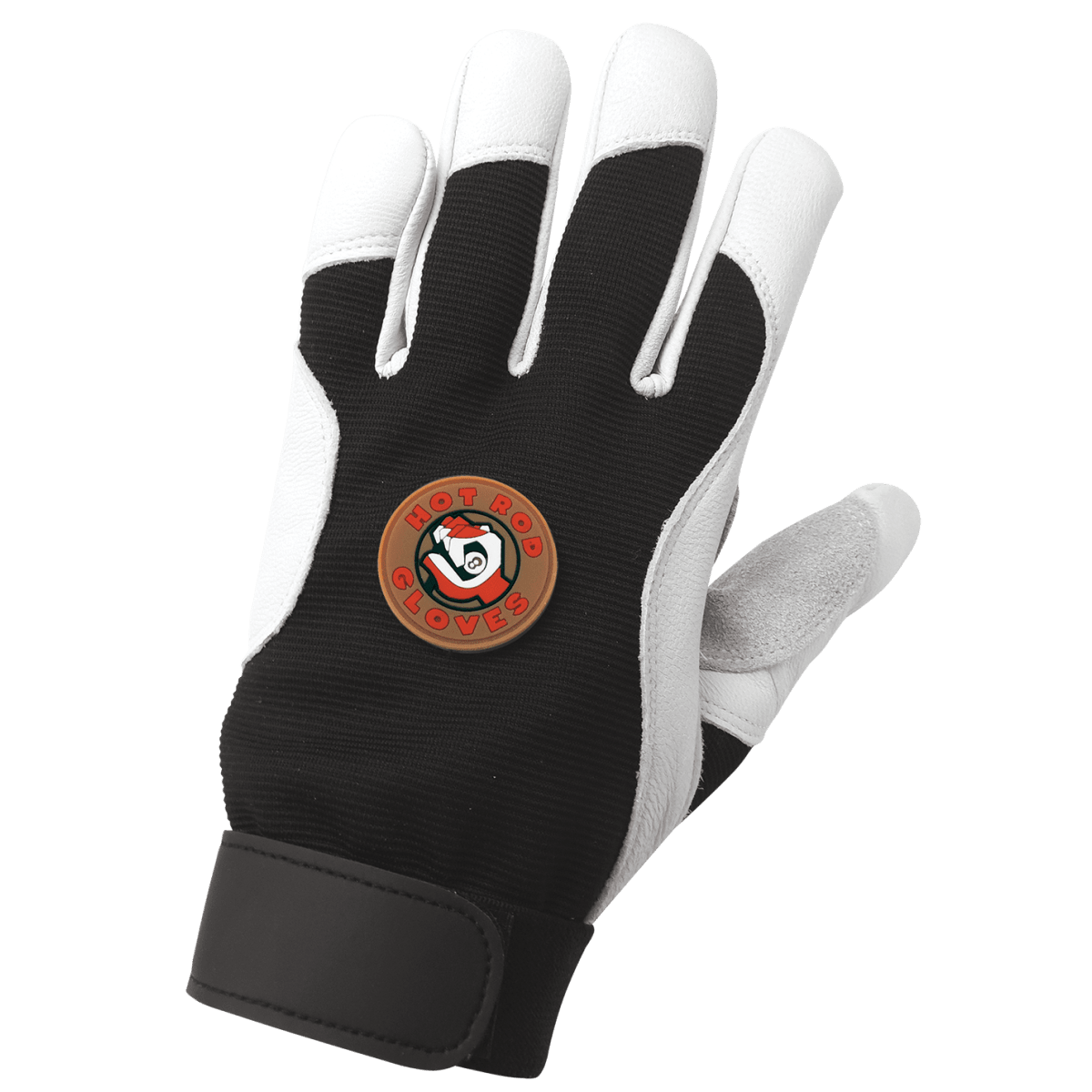 Premium-Grade Grain Goatskin Leather Double Palm Mechanics Style Gloves with a Spandex Back - HR3008