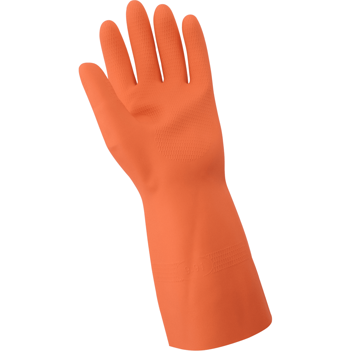 FrogWear® Heavy 30-Mil Flock-Lined Orange Rubber Latex with Honeycomb Pattern Grip Unsupported Gloves - 30FT