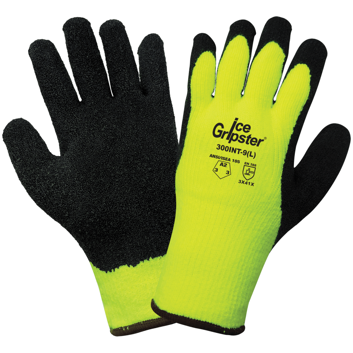 Ice Gripster® Water Repellent Low-Temperature Rubber Coated Gloves with Cut, Abrasion, and Puncture Resistance - 300INT