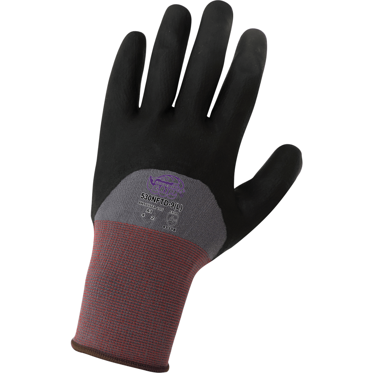 Tsunami Grip® Lightweight New Foam Technology Nitrile Three-Quarter Coated Nylon/Spandex Dotted Gloves with Cut, Abrasion, and Puncture Resistance - 530NFTD