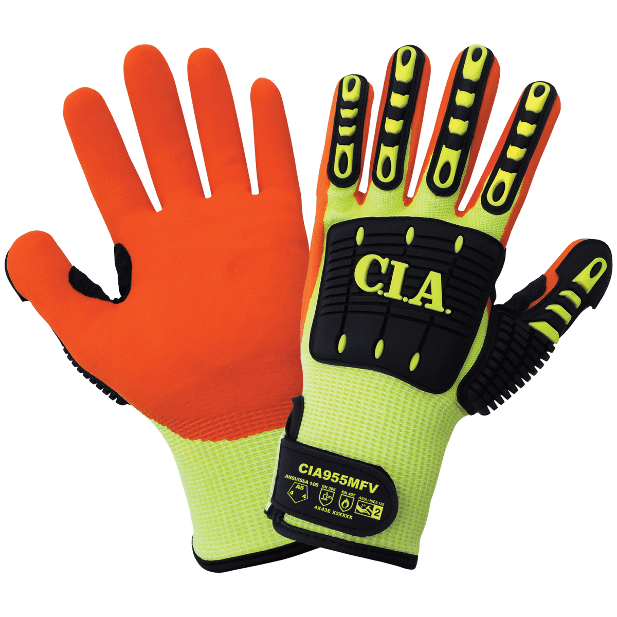 Vise Gripster® C.I.A. High-Visibility Mach Finish Nitrile-Coated Gloves with Cut, Abrasion, Puncture, and Impact Resistance - CIA995MFV