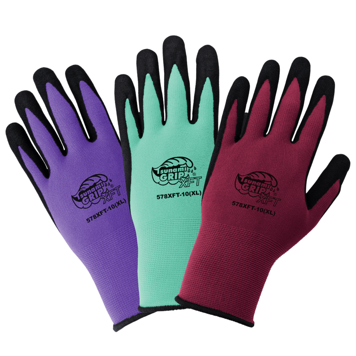 Tsunami Grip® XFT Variety Pack of Xtreme Foam Technology Nitrile Coated Nylon Gloves - 578XFT