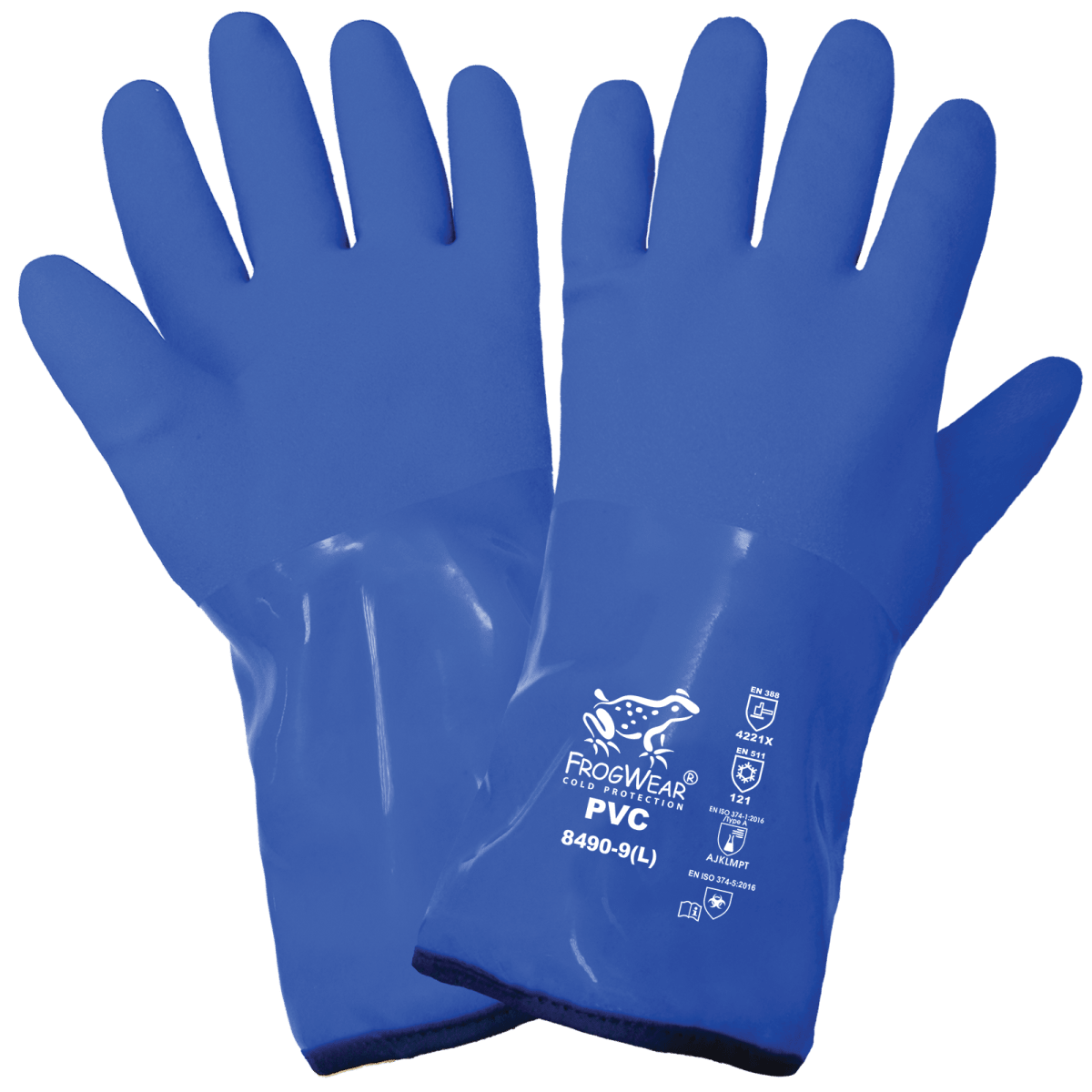FrogWear® Cold Protection Premium Flexible Waterproof Triple-Coated PVC Chemical Handling Gloves - 8490
