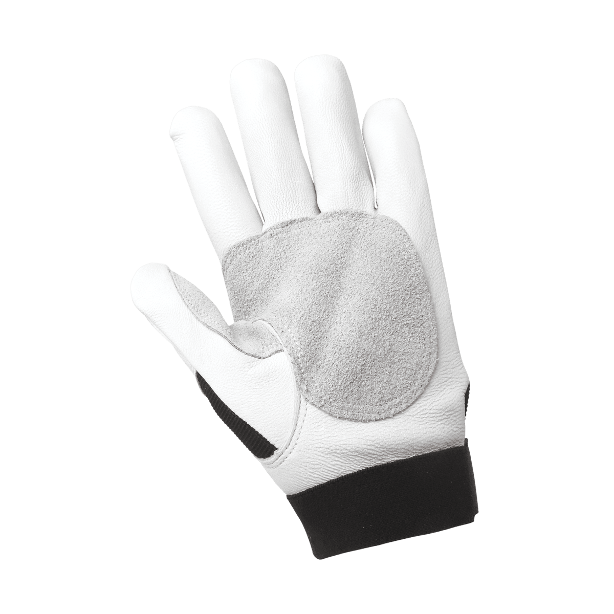 Premium-Grade Grain Goatskin Leather Double Palm Mechanics Style Gloves with a Spandex Back - HR3008