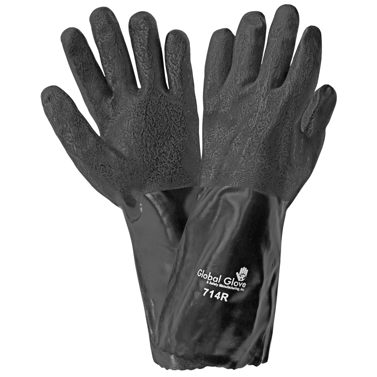 Premium Double-Coated 14-Inch PVC Chemical Handling Gloves with Jersey Liner - 714R