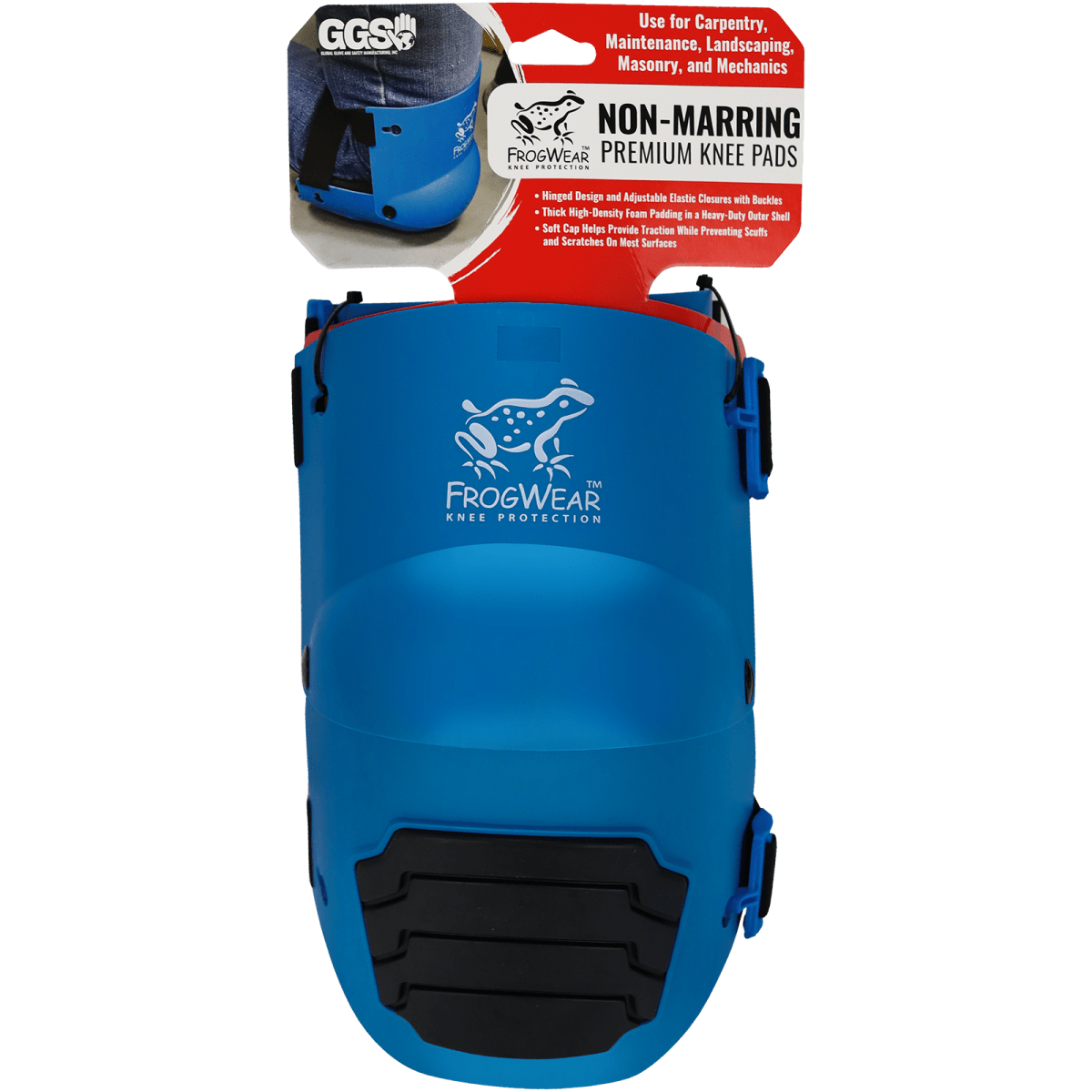 FrogWear™ Knee Protection Lightweight Non-Marring Blue Hinged Knee Pads with High-Density Foam Padding and a TPR Cap - KP360