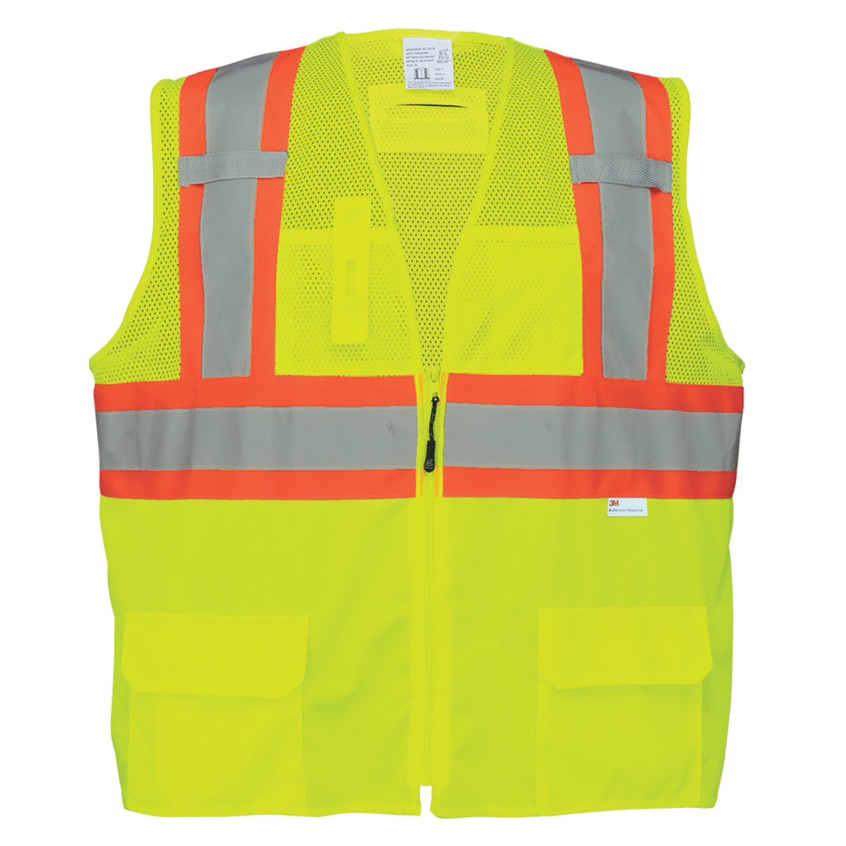 FrogWear® HV Solid and Mesh Polyester High-Visibility Surveyors Safety Vest - GLO-0037