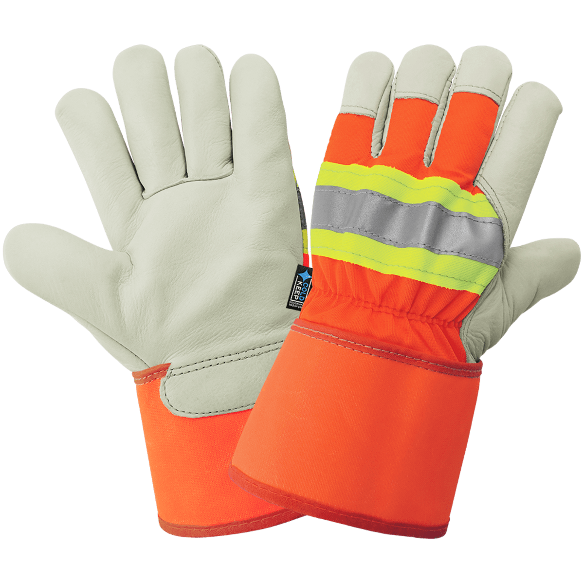 High-Visibility Insulated Cowhide Leather Palm Gloves with Safety Cuff - 2950HV