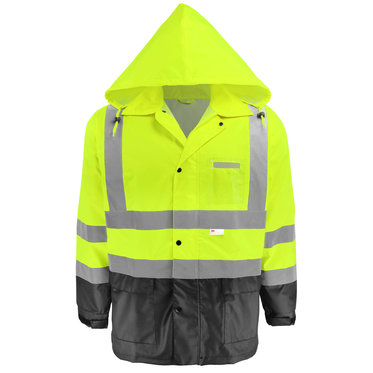 FrogWear® HV High-Visibility Yellow/Green Polyurethane Coated 150D Oxford Polyester Rain Jacket - GLO-1500