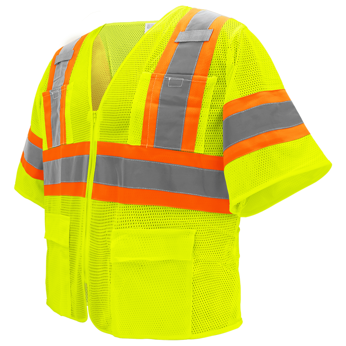 FrogWear® HV High-Visibility Mesh Polyester Surveyors Safety Vest with Sleeves - GLO-0135