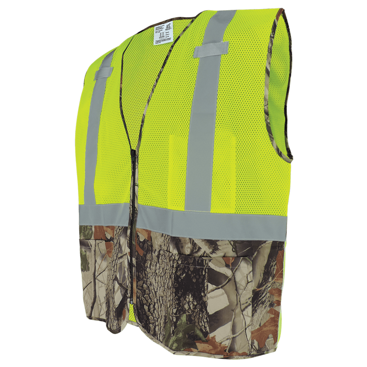 FrogWear® HV High-Visibility Yellow/Green Safety Vest with Camouflage Bottom - GLO-020