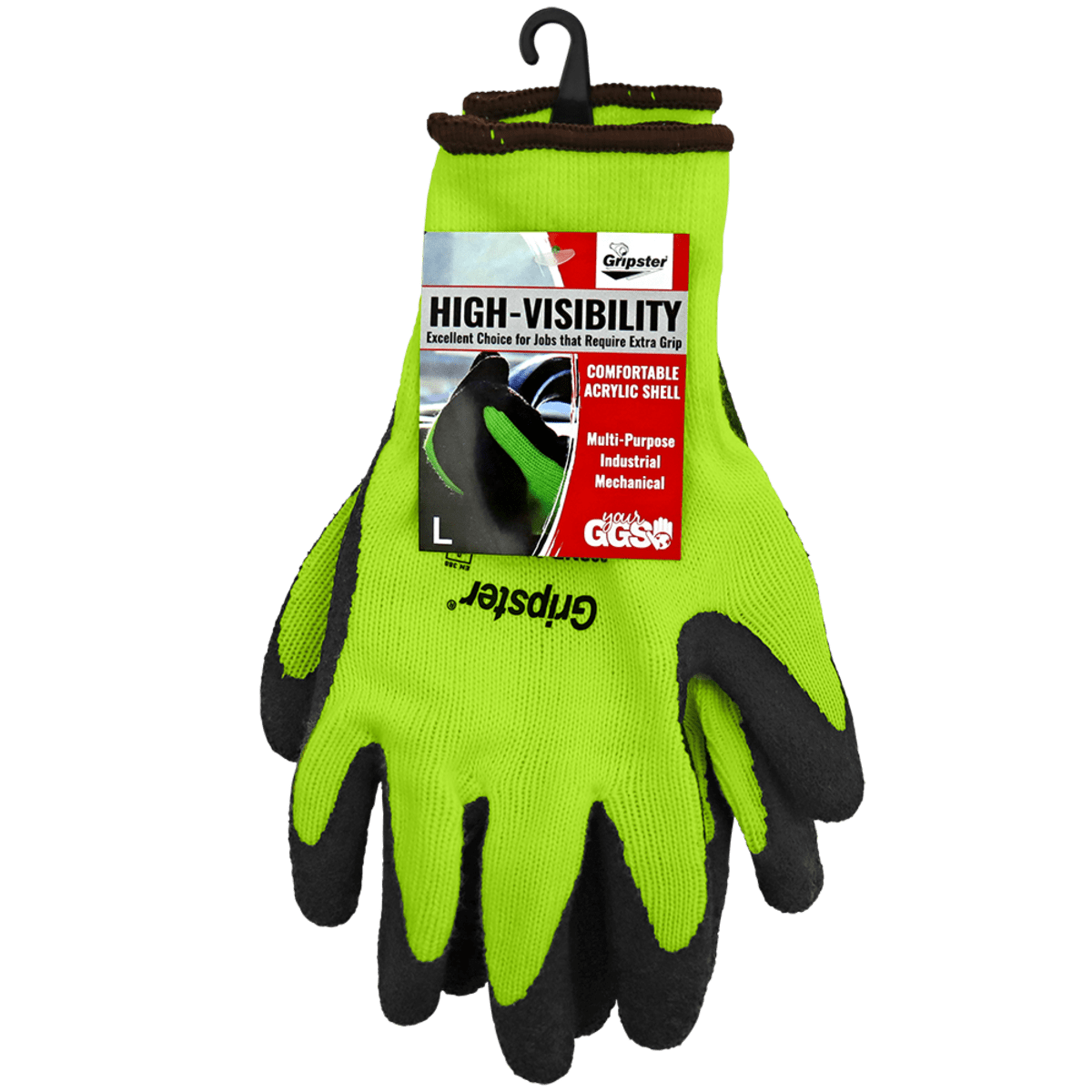 Gripster® Cut, Abrasion, and Puncture Resistant High-Visibility Gloves with an Etched Rubber-Coated Palm - 300NB