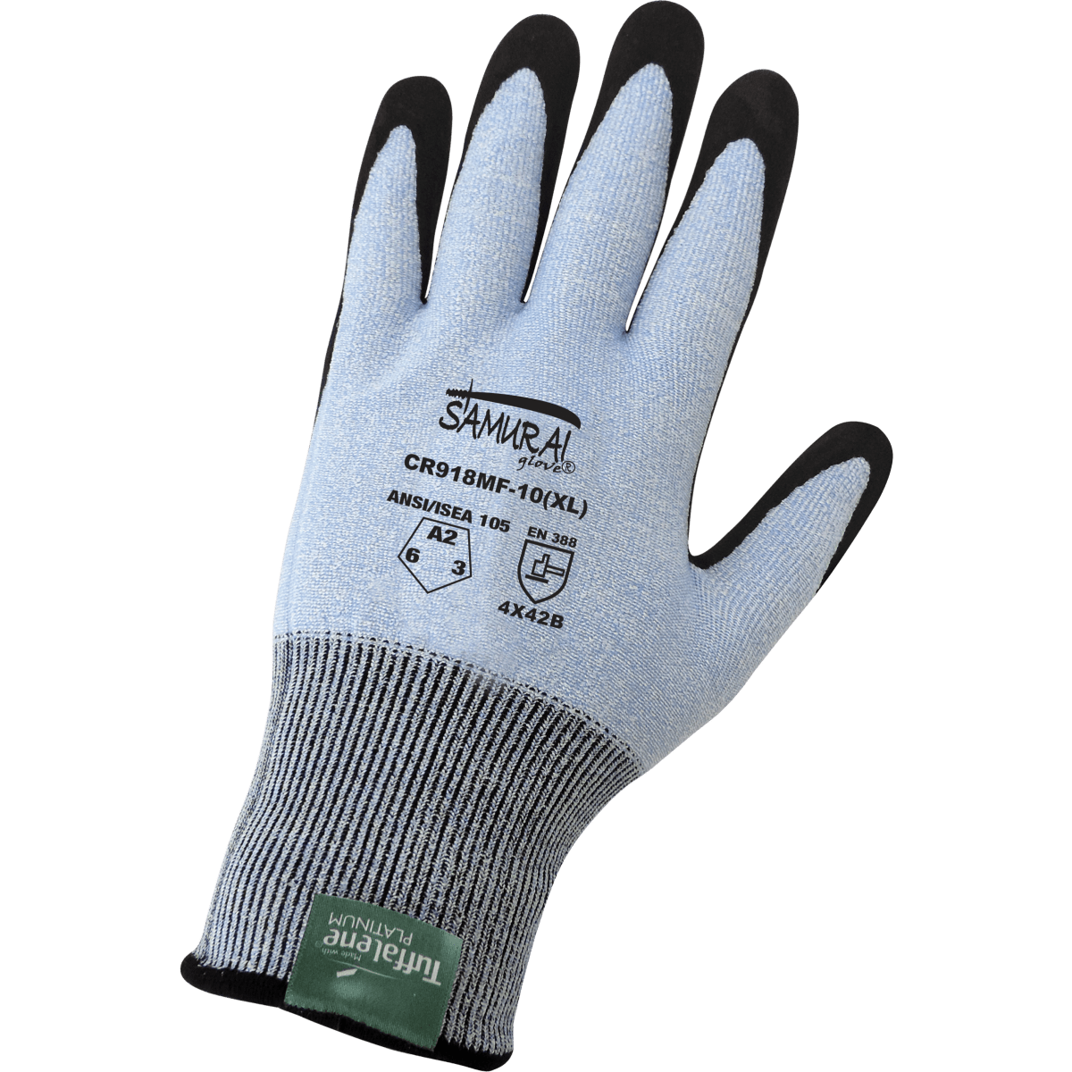 Samurai Glove® Lightweight Cut Resistant Tuffalene® Platinum Gloves with Mach Finish Nitrile Coated Palm - CR918MF