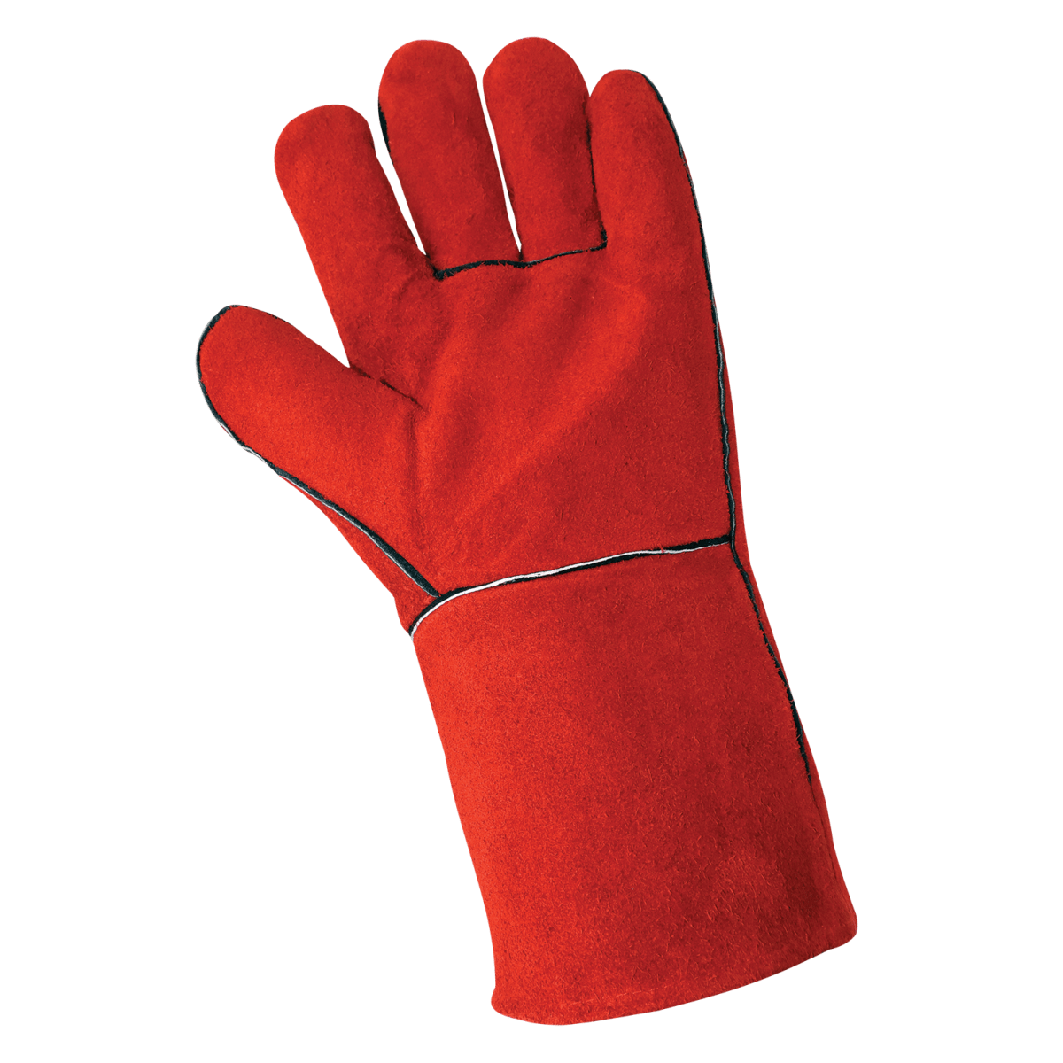 Economy-Grade Split Leather Red Welders Gloves with Thermal-Knit Lining - 1200E