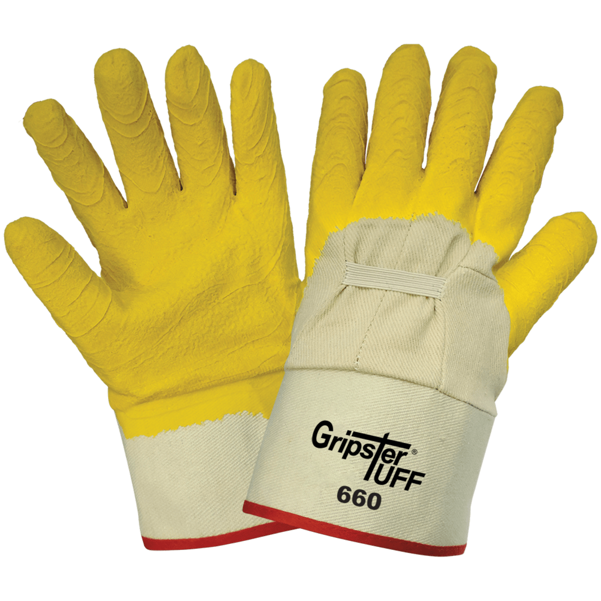 Gripster® Tuff Wrinkle Finish Rubber Three-Quarter Coated Cotton Canvas Gloves - 660